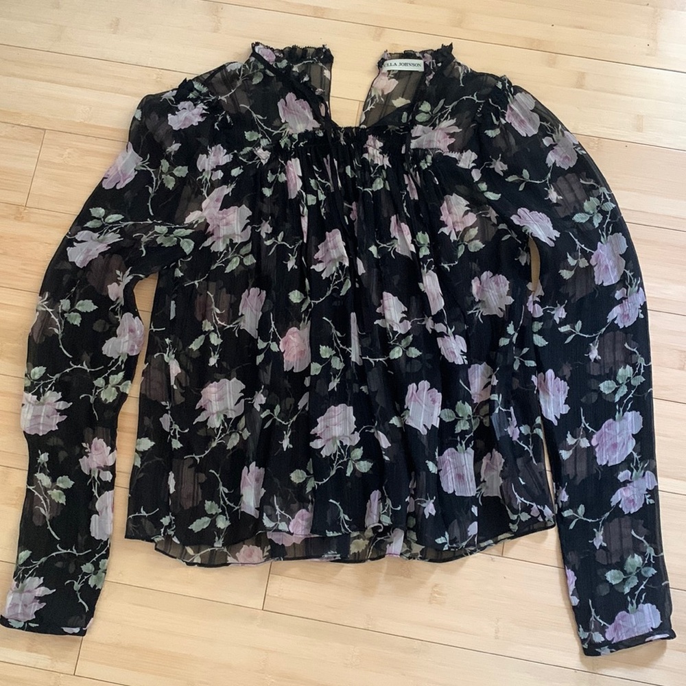 Ulla Johnson Silk sheer floral print blouse
